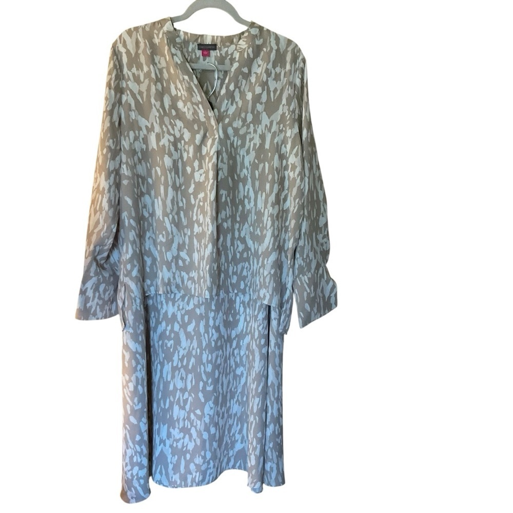 Vince Camuto Soft Cream Abstract Blouse & Skirt Set Nwt Size L